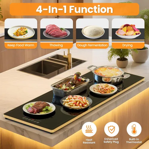 Miniatura 7 de Bandejas de calentamiento eléctricas XXL de 40 x 14 pulgadas para fiestas de buffets, bandeja de calentamiento eléctrica con pantalla táctil