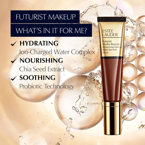 Miniatura 5 de Estée Lauder Futurist Hydra Rescue Moisturizing Foundation Makeup SPF 45 for a 12-Hour Glow, 1.2 Fl Oz 2W1 Dawn - Ligero-medio con matices cálidos