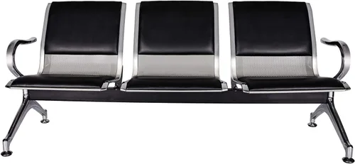 Miniatura 3 de AIIT Kinlife - Silla de recepción de 3 asientos, banco de oficina de piel sintética para sala de espera con reposabrazos, asiento de muebles