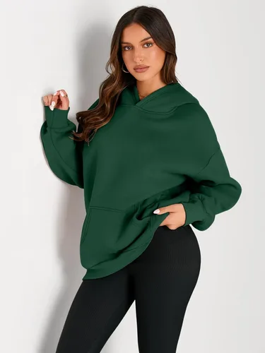 Miniatura 80 de Trendy Queen - Sudaderas extragrandes con capucha para mujer, suéteres de manga larga, sin botones, de vellón, de otoño, ropa de invierno