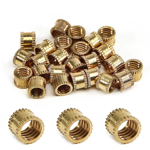 Miniatura 6 de Inserto roscado moleteado, 1/4-0.787 x 0.236 in (H) x 0.315 in (OD) Tuercas de incrustación de cobre roscado, oro 10 piezas