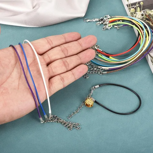 Miniatura 5 de MECCANIXITY 10 cordones de pulsera verde militar, pulsera de amistad ajustable de 9 pulgadas, cordón de poliéster encerado de 0.059 in con cierre