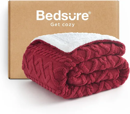 Miniatura 25 de Bedsure Gentlesoft - Manta de forro polar Sherpa para sofá, mullida y acogedora manta de jacquard para mujer, regalo de Navidad, gruesa y cálida