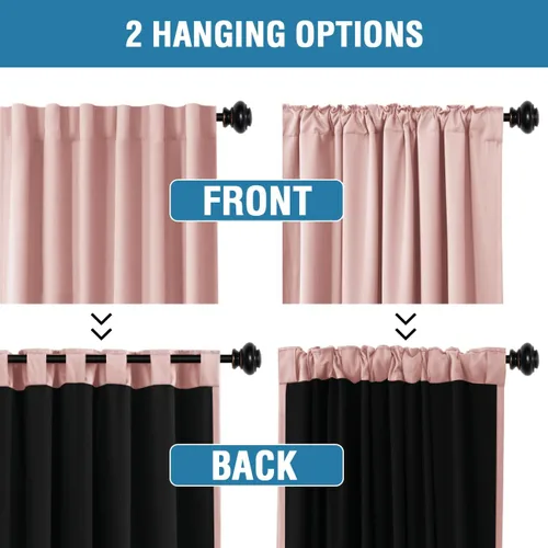 Miniatura 5 de H.VERSAILTEX Cortinas 100% opacas para dormitorio con forro negro, cortinas de oscurecimiento de habitación completa, con aislamiento térmico