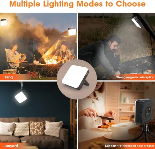 Miniatura 8 de Linterna LED recargable para campamento, 10,000 mAh, luces de campamento portátiles de hasta 90 horas y 4 modos de luz, IPX5 impermeable, esenciales