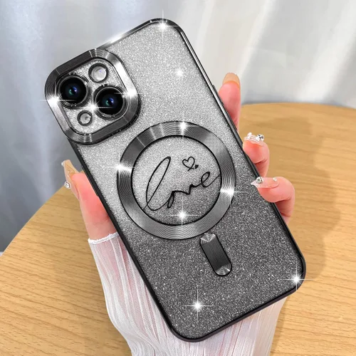 Miniatura 6 de ZIYE Funda Magnética Diseñada para iPhone 11 Funda con Purpurina Plateado de Lujo Corazón de Amor Compatible con MagSafe Funda Transparente