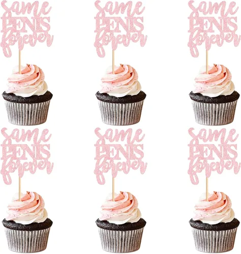 Ercadio 24 piezas de decoración para cupcakes de despedida de soltero, color rosa, con el mismo tiempo para siempre, decoración de despedida de