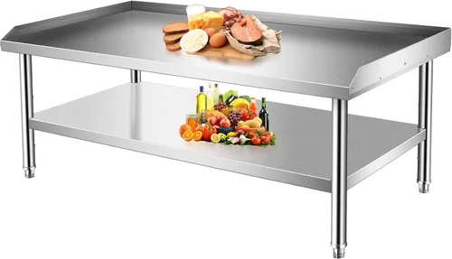 Miniatura 8 de Soporte para parrilla de 24 x 28 x 24 pulgadas, mesa de acero inoxidable con estante inferior de almacenamiento ajustable, soporte