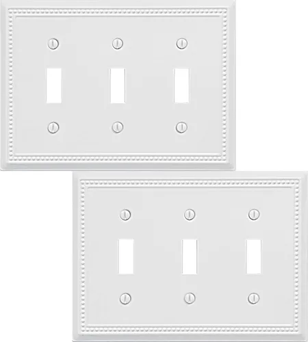 Miniatura 14 de OKAWYC Cubierta de Interruptor de Luz de Tomacorriente Dúplex Individual Belaire de Metal con Cuentas para Pared, Paquete de 4 Latón Antiguo 1 Gang