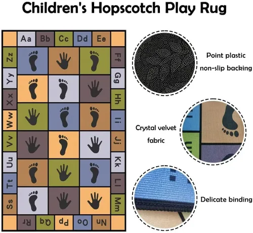 Miniatura 5 de Hopscotch - Alfombras de juego para niños, alfombra educativa del alfabeto ABC, sala de juegos, dormitorio, sala de estar, decoración de aprendizaje