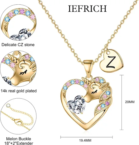 Miniatura 5 de Regalos de unicornio para niñas y niños a la moda Collar de unicornio con corazón de circonita cúbica para niñas, adolescentes, collar de unicornio