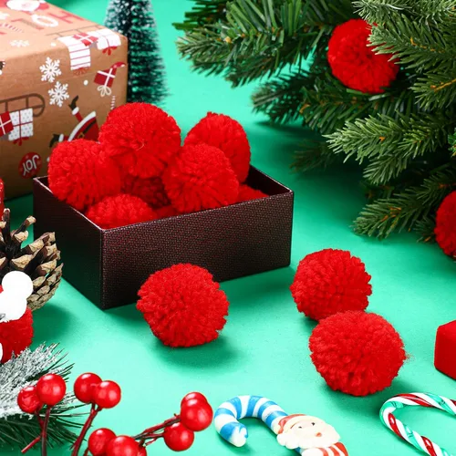 Miniatura 3 de Syhood 20 Piezas Pompones de Hilo de Navidad Bolas para Manualidades DIY Hechas a Mano Pompones Mullidos para Navidad Sombreros DIY Fiesta de Acción