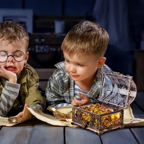 Miniatura 7 de Cofre del tesoro antiguo transparente para niños, almacenamiento pirata de plástico y caja decorativa Baúl antiguo transparente 1