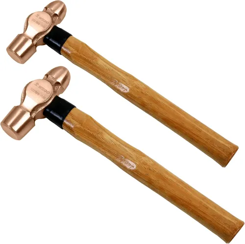 Miniatura 24 de WEDO Juego de martillo de bola de cobre de 3 piezas, 8 onzas + 12 onzas + 16 onzas (1/2 libra+3/4 lb+1 libra), martillo de bola con mango de madera