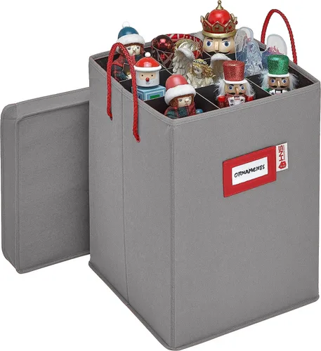 Miniatura 3 de Caja de almacenamiento coleccionable de cascanueces y figuras navideñas, almacena cascanueces de hasta 9 a 16 pulgadas de alto, adornos y más, Gris