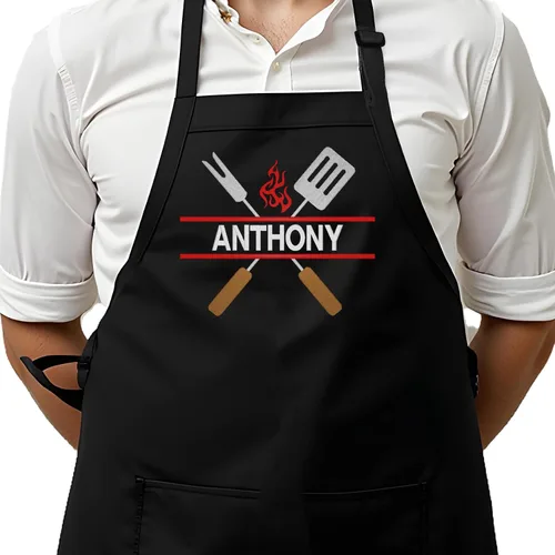 Miniatura 11 de Delantal de chef personalizado para hombres, diseño bordado personalizado, cocina profesional, barbacoa, parrilla, para papá, decorado en Estados