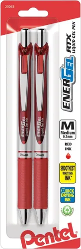 Miniatura 17 de Pentel EnerGel RTX - Bolígrafo de gel líquido retráctil (¹/₃₂ pulgadas), punta de metal, línea mediana, tinta azul marino, paquete de 2