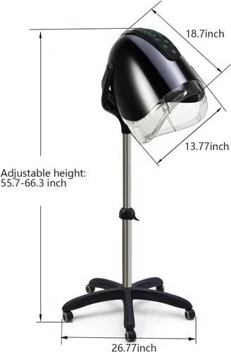 Miniatura 4 de Secador de pelo profesional con capucha, con panel de control táctil inteligente, ajustes de 8 velocidades de 1000 W, funciones de iones negativos