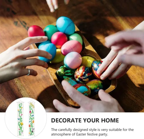 Miniatura 4 de Letrero de fiesta de Pascua para decoración de Pascua, cartel de bienvenida para puerta delantera, para colgar en interiores y exteriores