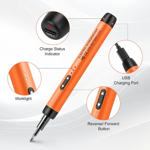 Miniatura 4 de Dmyond Mini Juego de Destornillador Eléctrico, Pequeño Destornillador Eléctrico Inalámbrico, 38 Puntas de Precisión S2, Herramienta de Reparación