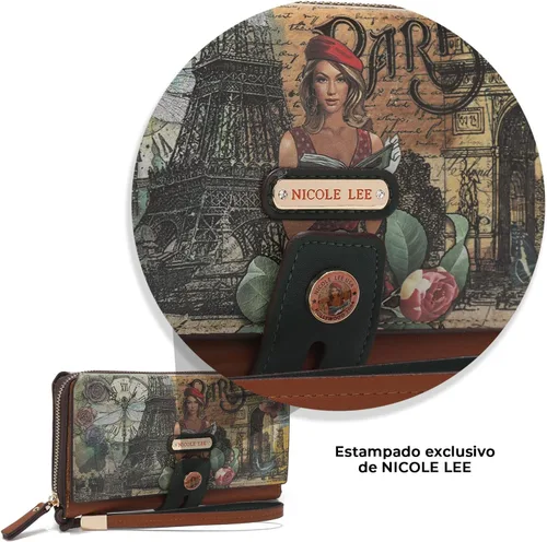 Miniatura 2 de Nicole Lee Cartera plegable con solapa y correa de muñeca desmontable, cartera de mano de noche, múltiples tarjeteros y ventanas de identificación