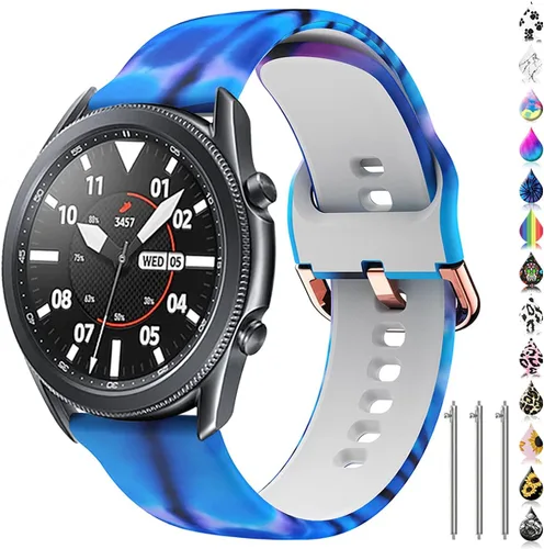 Miniatura 11 de Correa de reloj floral de 0.866 pulgadas compatible con Samsung Galaxy Watch 3 de 1.772 pulgadas/Gear S3 Frontier/Classic, correa de silicona