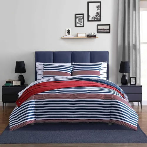 Miniatura 20 de Nautica - Juego de edredón individual/individual XL, ropa de cama suave y cepillada con sensación relajada para uso durante todo el año, juego