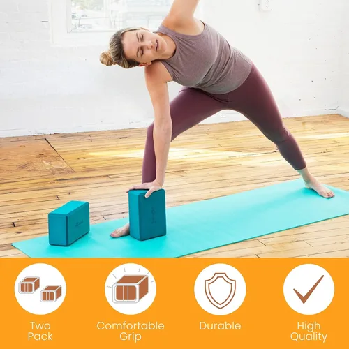 Miniatura 2 de Sol Living Bloques de yoga, paquete de 2 cojines de yoga de espuma EVA de alta densidad, para estirar, pilates, meditación, equipo de ejercicio
