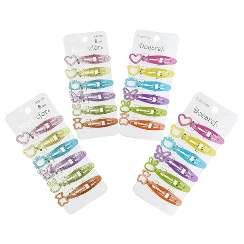 Miniatura 7 de 24 pinzas para el cabello para niñas, antideslizantes, de metal, a presión, para niños, adolescentes, mujeres, color caramelo sólido y brillante