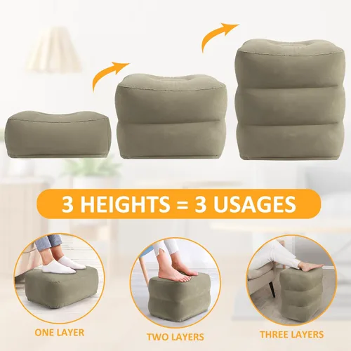 Miniatura 2 de Almohada Inflable de Reposapiés para Viajes - Reposapiés de Vuelo de Altura Ajustable con Máscara para los Ojos y Tapones para los Oídos para Niños