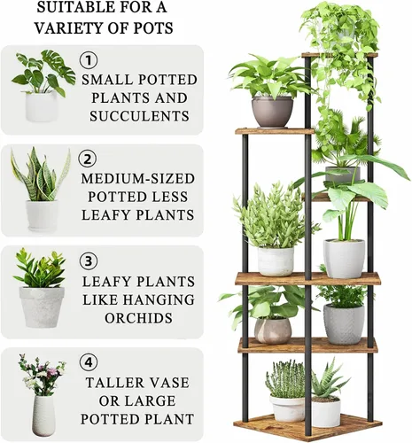 Miniatura 5 de Soporte para plantas de interior de 6 niveles de metal para múltiples macetas, soportes altos para flores de esquina para sala de estar, balcón
