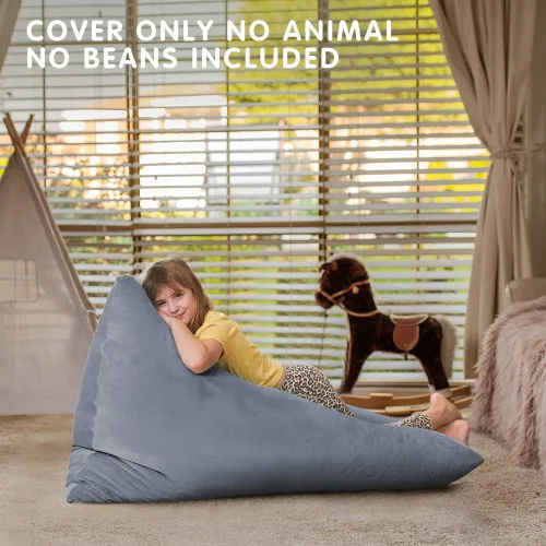 Miniatura 5 de Aubliss Funda para puf de almacenamiento de animales de peluche, 50 x 35 pulgadas, puff de terciopelo extra grande para niños y adultos, con Velvet