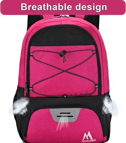 Miniatura 4 de Hsmihair - Bolsa de fútbol - Mochila de fútbol y mochila para fútbol, voleibol y baloncesto, con compartimento para pelota y tacos separados Rosa