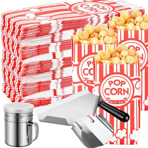 Miniatura 8 de Essenya 202 bolsas de palomitas de maíz con cuchara para palomitas y salero, bolsas pequeñas de palomitas de maíz de 1 onza, bolsas de palomitas