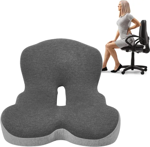 Cojín de glúteos para silla de oficina, almohadilla de asiento de espuma viscoelástica para soporte de glúteos, alivio del coxis, cojín ergonómico