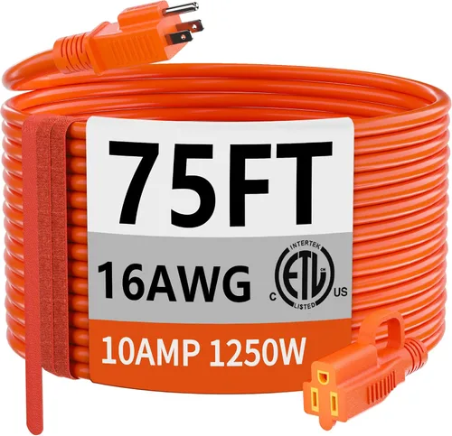 Miniatura 39 de HUANCHAIN Cable de extensión para interiores y exteriores, 50 pies, impermeable, calibre 16/3, flexible, resistente, cable de extensión para Amarillo