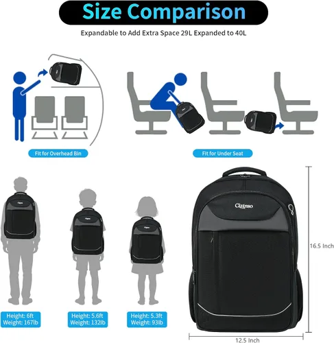 Miniatura 4 de Mochila de viaje antirrobo duradera para hombre con puerto USB y organizador, bolsa de computadora resistente al agua, equipaje de mano para hombre