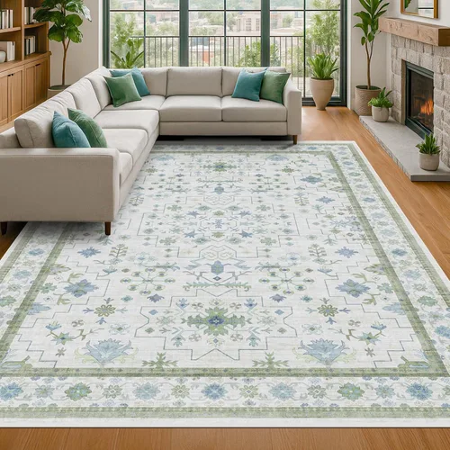 Miniatura 38 de Alfombra Boho Negra para Sala de Estar - Alfombra de Área Lavable de 10x14 Pies, Alfombras de Comedor para Debajo de la Mesa, Alfombra Suave de Pelo