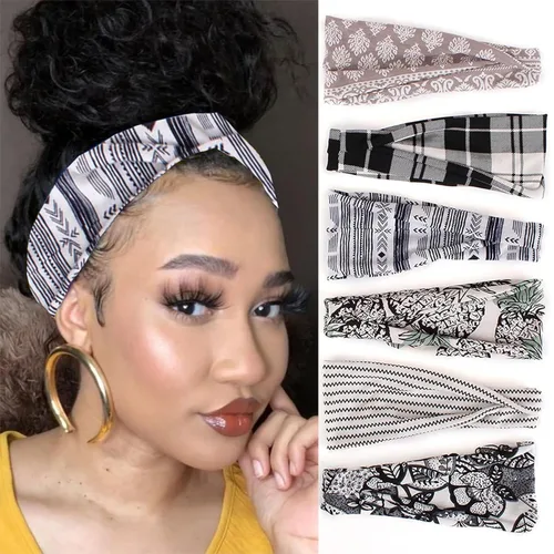 Miniatura 29 de XTREND 6 piezas de diademas para mujer, bandas elásticas cruzadas torcidas, diademas para yoga, entrenamiento, antideslizantes, suaves