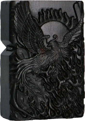 Miniatura 24 de Caja de carcasa de madera de ébano negro natural tallada para módulo Zippo (Serpiente Cobra)