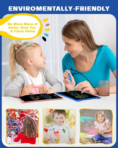Miniatura 6 de bravokids Paquete de 24 tabletas de escritura LCD con lápiz capacitivo, tablero de dibujo colorido de 8.5 pulgadas para niños, juegos de viaje