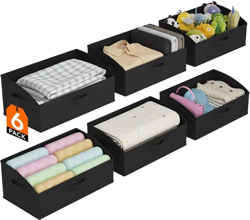 Miniatura 16 de Lifewit - Cestas organizadoras para armario, cestas trapezoidales medianas de almacenamiento para estante, paquete de 6 unidades, cestas