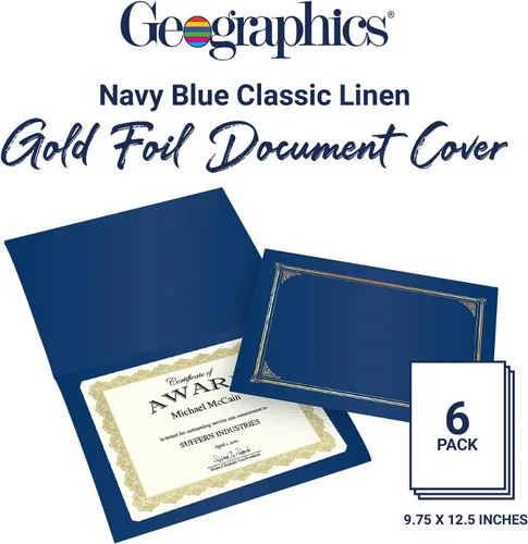 Miniatura 3 de Classic Linen - Fundas para certificadodocumento, 12.5 x 9.75 pulgadas, azul marino (paquete de 6)