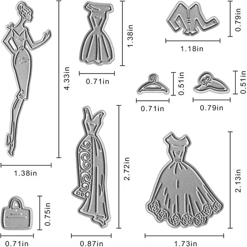 Miniatura 2 de Troqueles de corte de metal para mujer, vestidos formales, casquillo, troquelados, plantillas en relieve, molde para tarjetas, álbumes de recortes