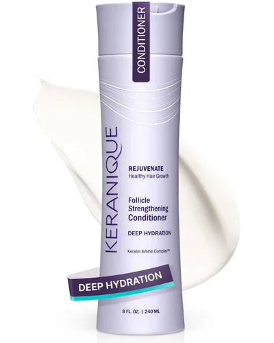Keranique Acondicionador de queratina de hidratación profunda para el crecimiento del cabello y adelgazamiento del cabello, voluminizador, 8 onzas