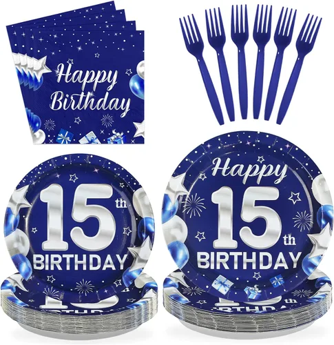 Miniatura 23 de 96 piezas de suministros para fiesta de cumpleaños de 10 años, platos y servilletas desechables de baloncesto y deportes, juego de vajilla