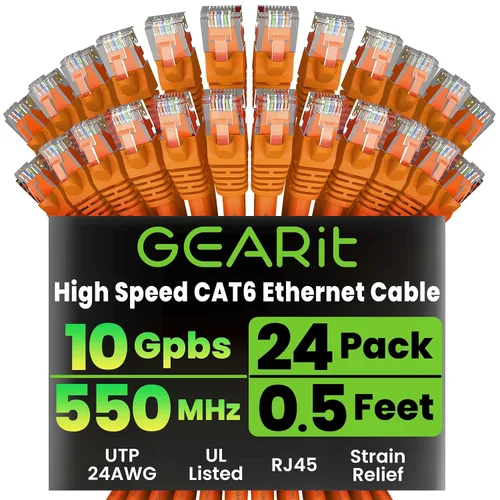 Miniatura 34 de GearIT Cable Ethernet Cat 6 de 1.5 pies y 18 pulgadas (paquete de 24) - Cable de conexión Cat6, cable de conexión Cat 6, cable Cat6, cable Ethernet