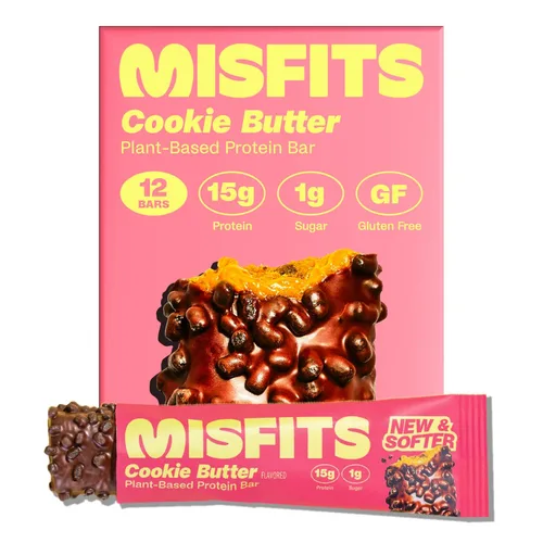 Miniatura 6 de Misfits - Paquete de variedad de barras de proteína Barras nutricionales - 14-15 g de proteína, 1 g de azúcar, a base de plantas, bajas