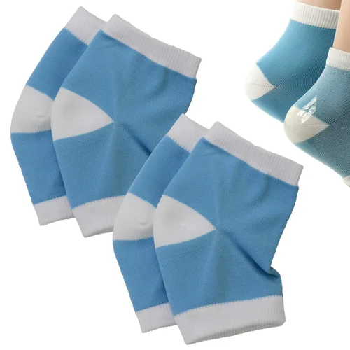 Miniatura 12 de Makhry 2 pares de calcetines de talón de gel de silicona hidratante para piel seca y dura agrietada, puntera abierta, calcetines cómodos