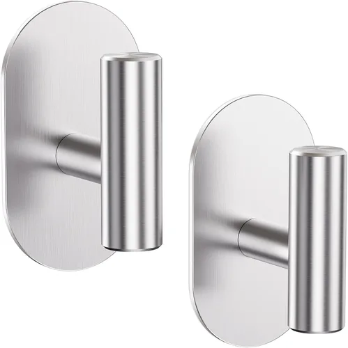 Aikzik Ganchos adhesivos plateados resistentes, ganchos de pared para ducha, baño, toalla, abrigo, bata, ganchos de acero inoxidable para colgar,